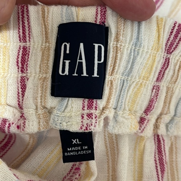 GAP Women's XL Linen Short Dotted Sun Stripe Multi Pull On Pockets NWT - Picture 9 of 15